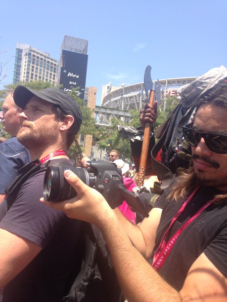 Dangers of the job! You never know who's waiting to cut your head off!