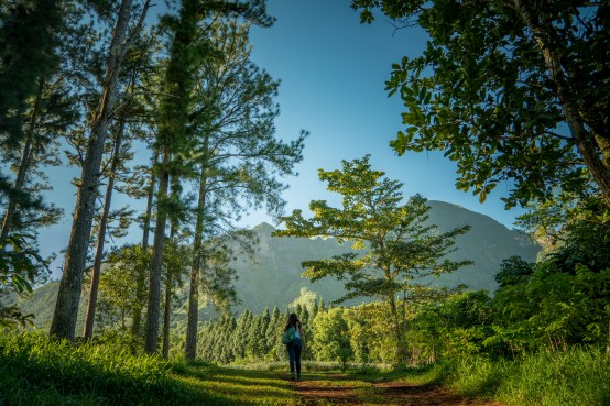 Autumn Aquarius hiking through Moorea